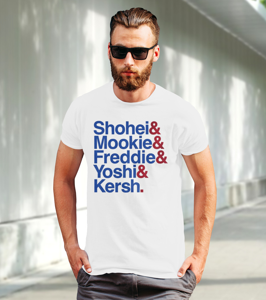 Shohei Mookie Freddie Yoshi Kersh Los Angeles Dodgers Baseball Ampersand Stars 2025 T-Shirt
