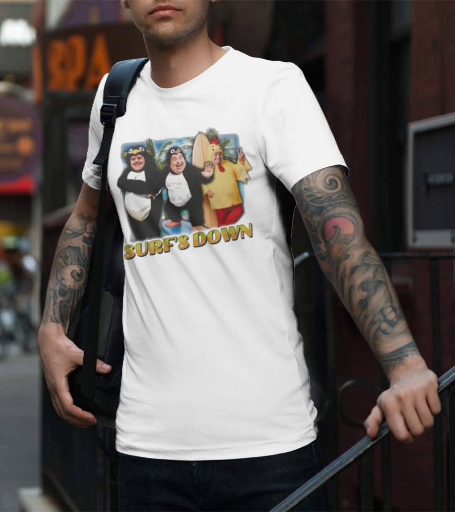 "Surf’s Down Penguin And Chicken Costume Fun" T-Shirt