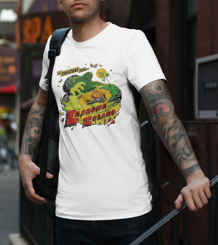 The Creature From Lasagna Island Vintage Horror Design October 2025 T-Shirt