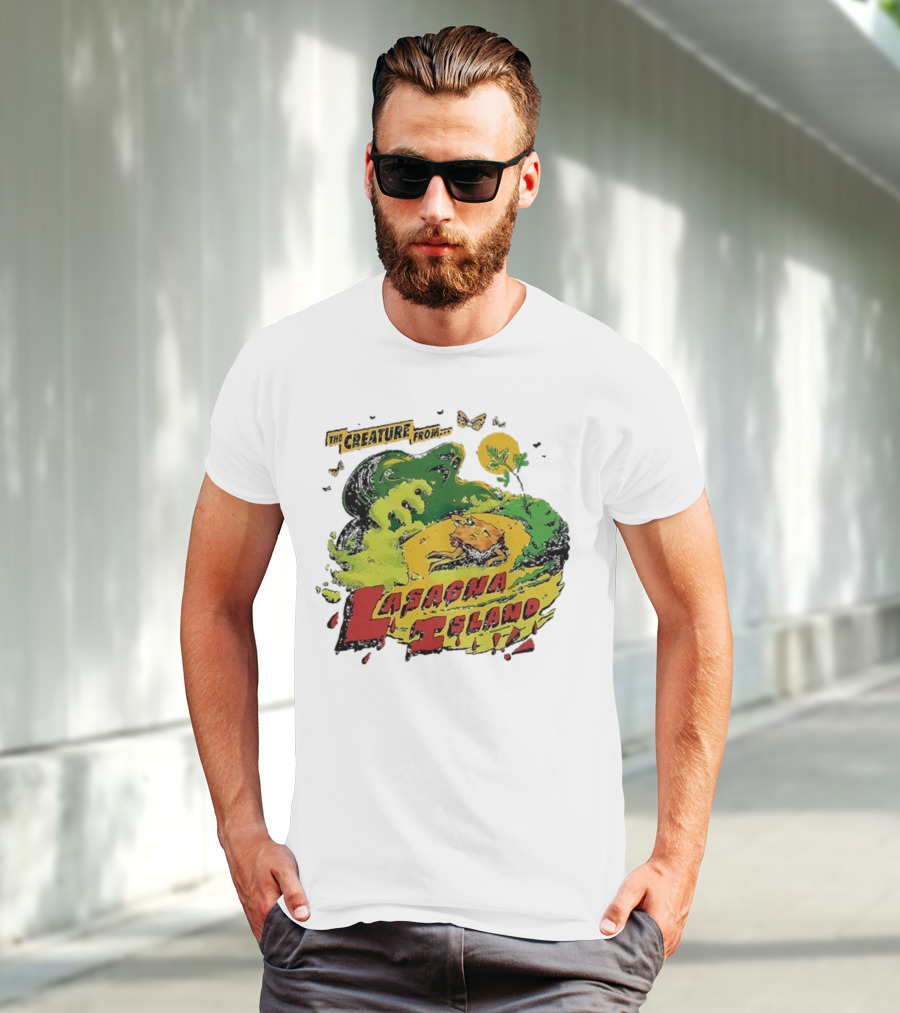 The Creature From Lasagna Island Vintage Horror Design October 2025 T-Shirt