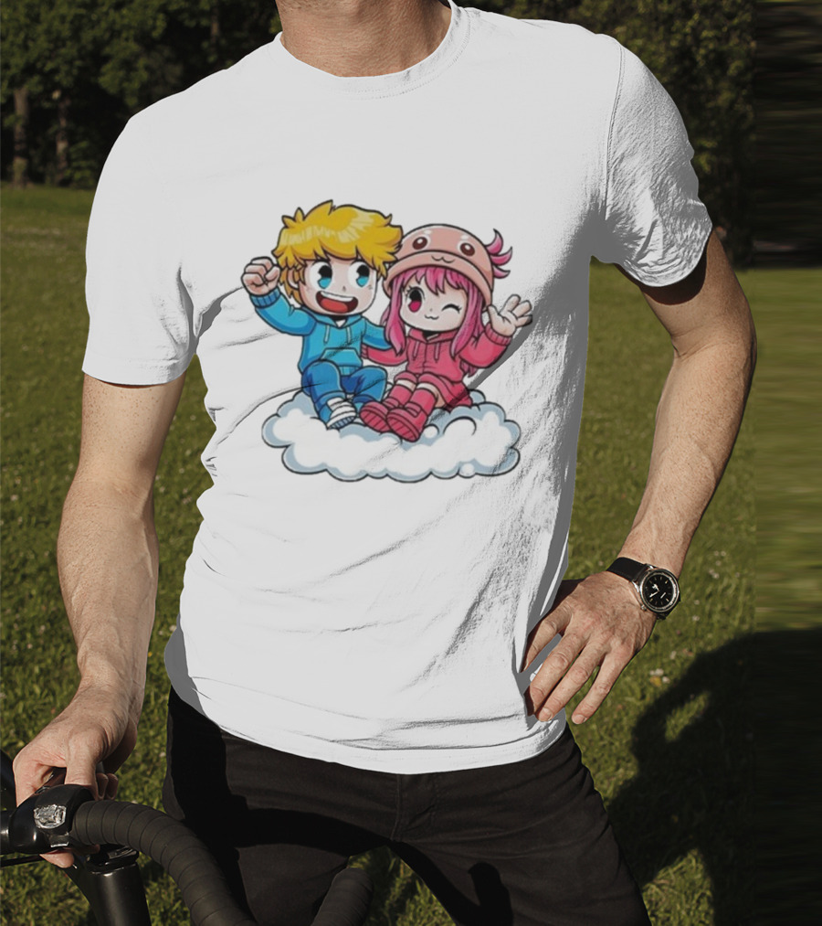 Ukri Et Lea Bio Cute Cartoon Characters On Cloud T-Shirt