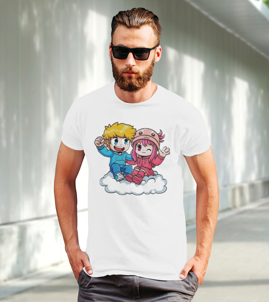 Ukri Et Lea Bio Cute Cartoon Characters On Cloud T-Shirt