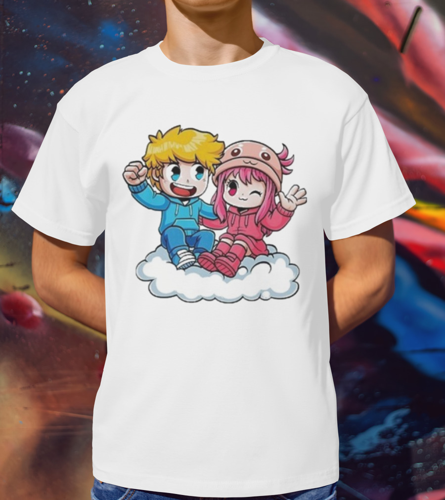 Ukri Et Lea Bio Cute Cartoon Characters On Cloud T-Shirt