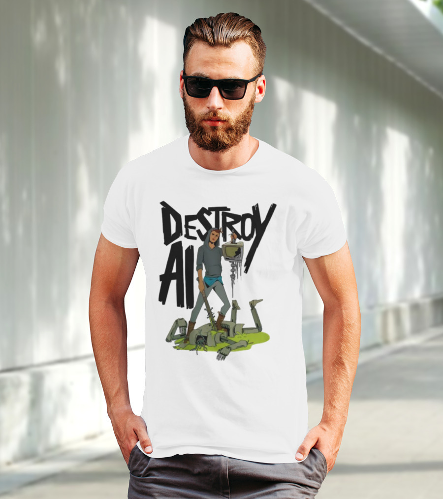 "Aftermath Destroy AI Futuristic Battle Scene" T-Shirt