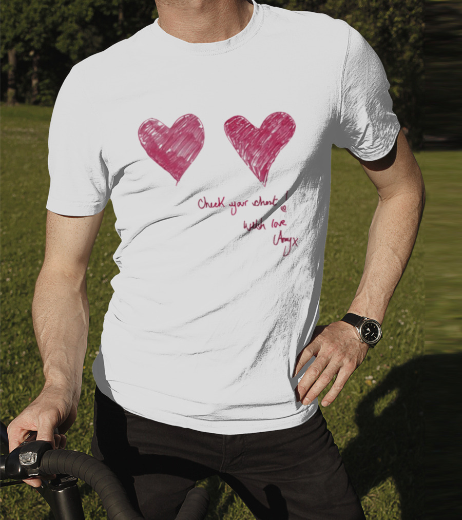 Check Your Chest Heart Design Breast Cancer Awareness With Love Uxy T-Shirt