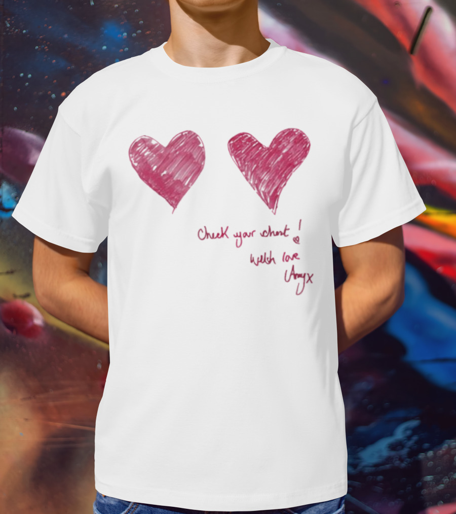 Check Your Chest Heart Design Breast Cancer Awareness With Love Uxy T-Shirt