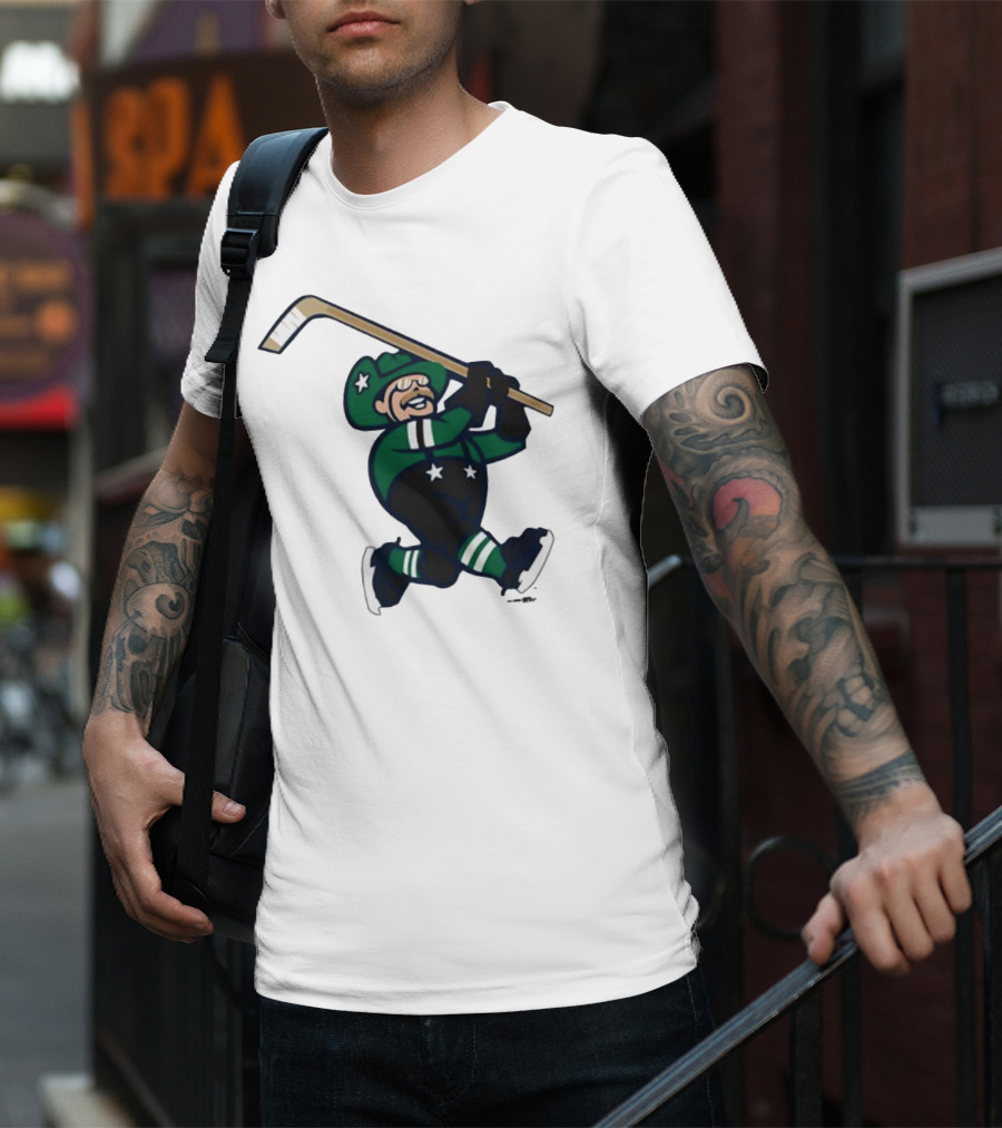 Frisco RoughRiders Dallas Stars Night Mascot Skating Youth Hockey T-Shirt
