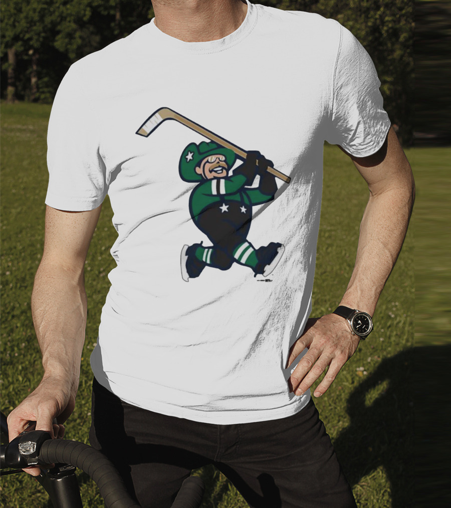 Frisco RoughRiders Dallas Stars Night Mascot Skating Youth Hockey T-Shirt