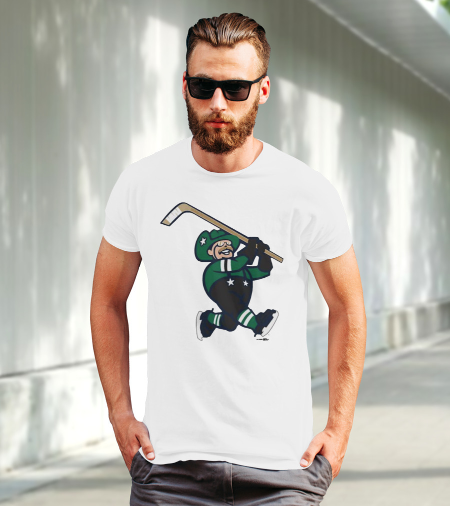 Frisco RoughRiders Dallas Stars Night Mascot Skating Youth Hockey T-Shirt
