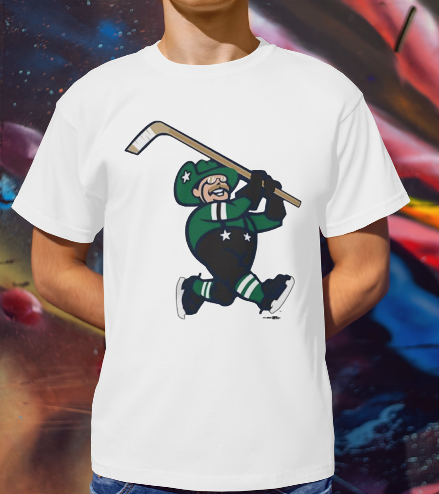 Frisco RoughRiders Dallas Stars Night Mascot Skating Youth Hockey T-Shirt