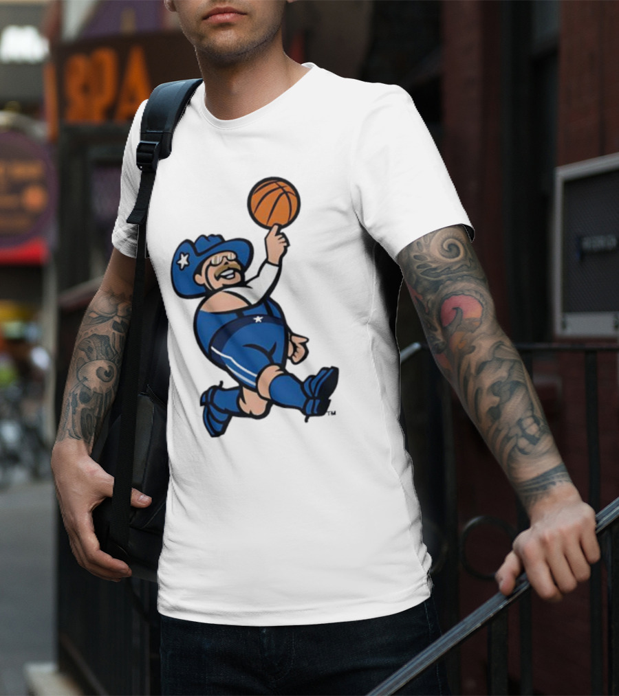 Frisco RoughRiders Dallas Mavericks Crossover Mascot Basketball Cowboy T-Shirt