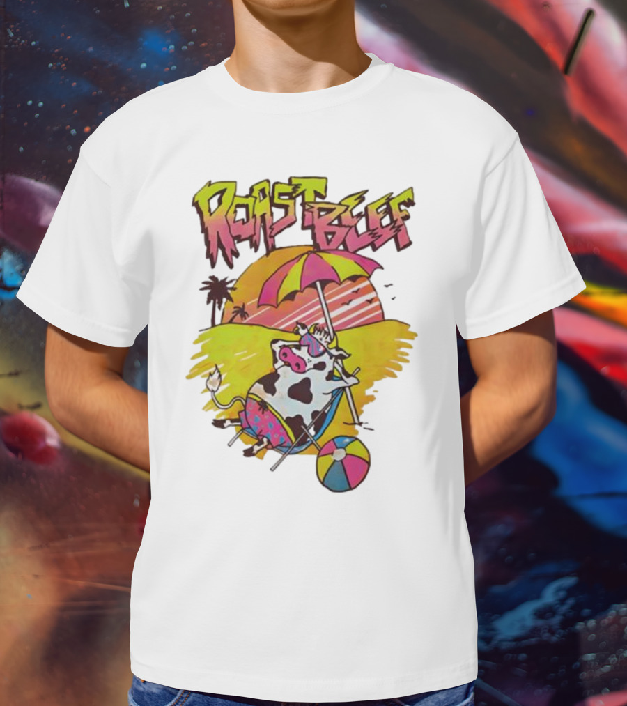 Roast Beef Sunbathing Cow Graphic Gaten Matarazzo Dustin Stranger Things T-Shirt