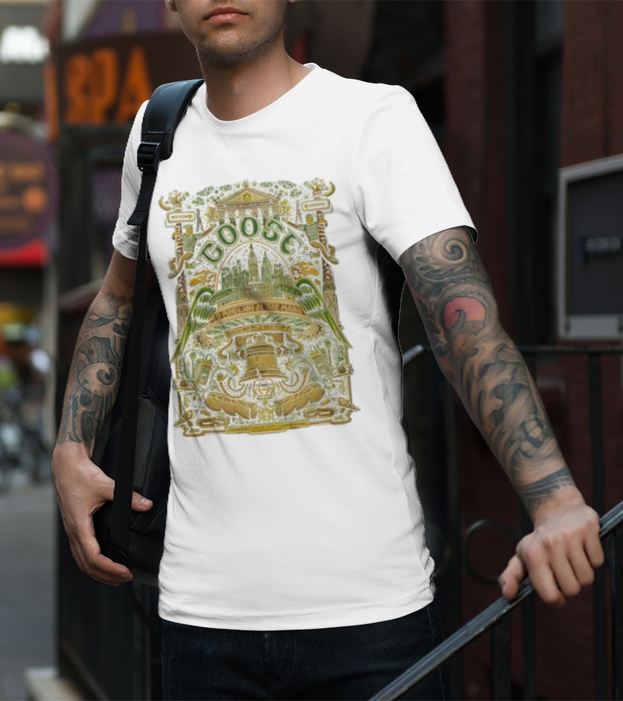 Goose Philadelphia Oct 04 2025 TD Pavilion The Mann Concert Liberty Bell Wings Skyline T-Shirt