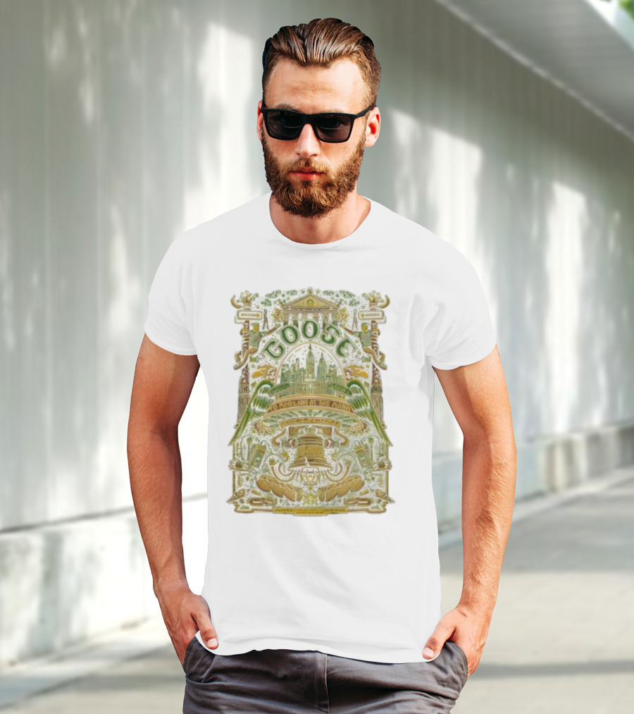 Goose Philadelphia Oct 04 2025 TD Pavilion The Mann Concert Liberty Bell Wings Skyline T-Shirt