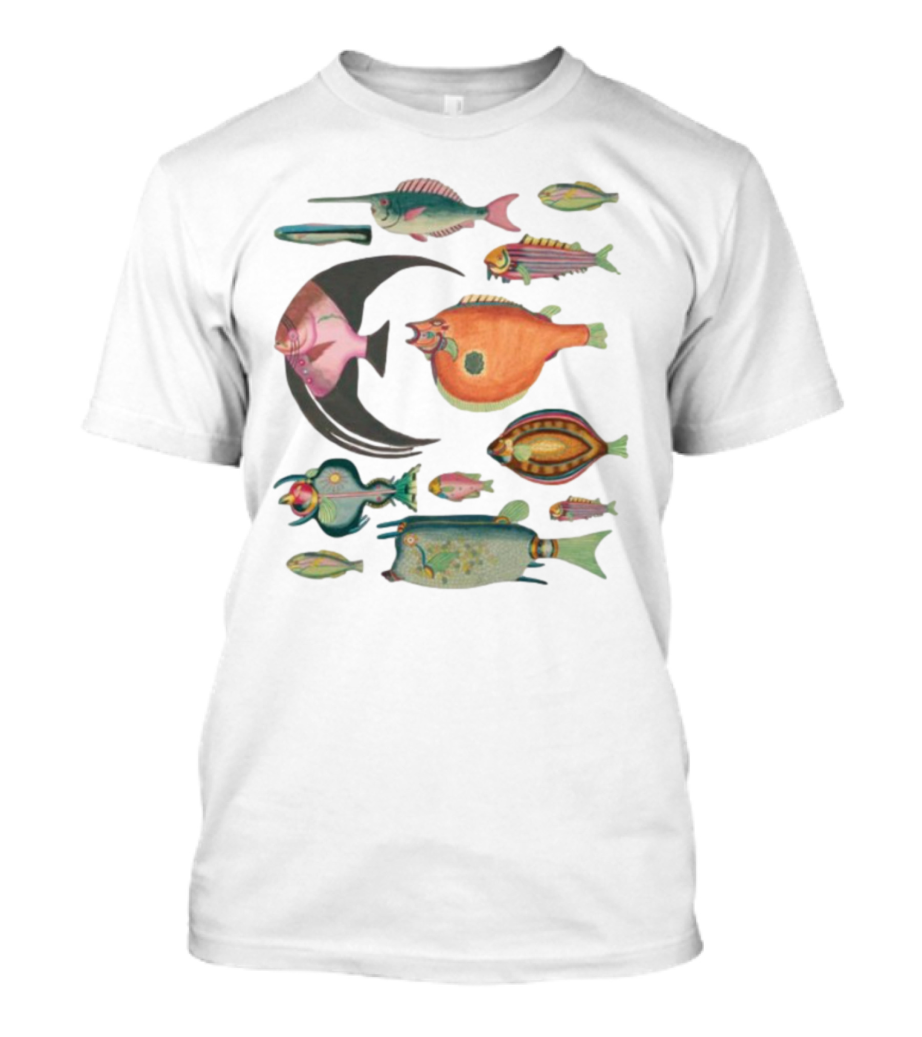K45ink Fugly Fish Large Colorful Artistic Surreal Ocean Creatures T-Shirt