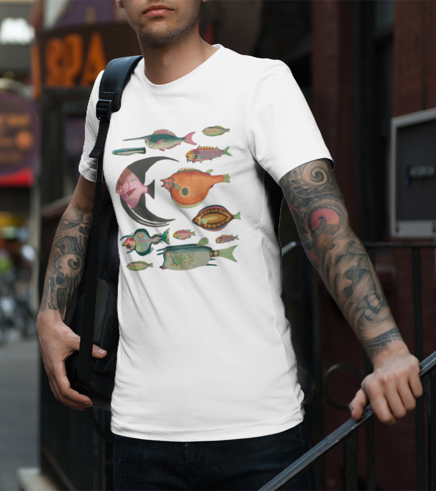 K45ink Fugly Fish Large Colorful Artistic Surreal Ocean Creatures T-Shirt