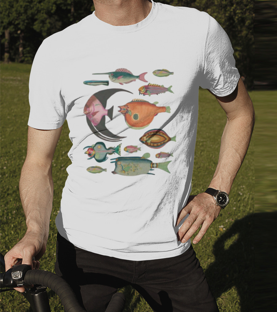 K45ink Fugly Fish Large Colorful Artistic Surreal Ocean Creatures T-Shirt