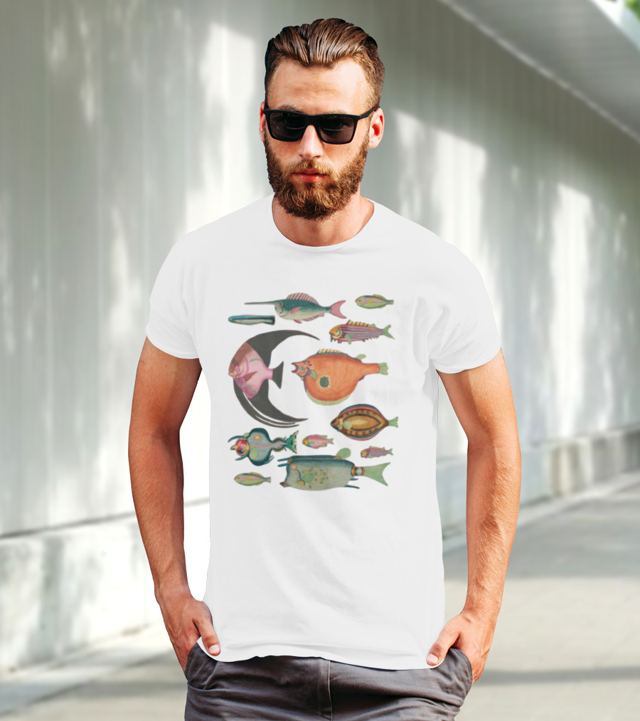 K45ink Fugly Fish Large Colorful Artistic Surreal Ocean Creatures T-Shirt