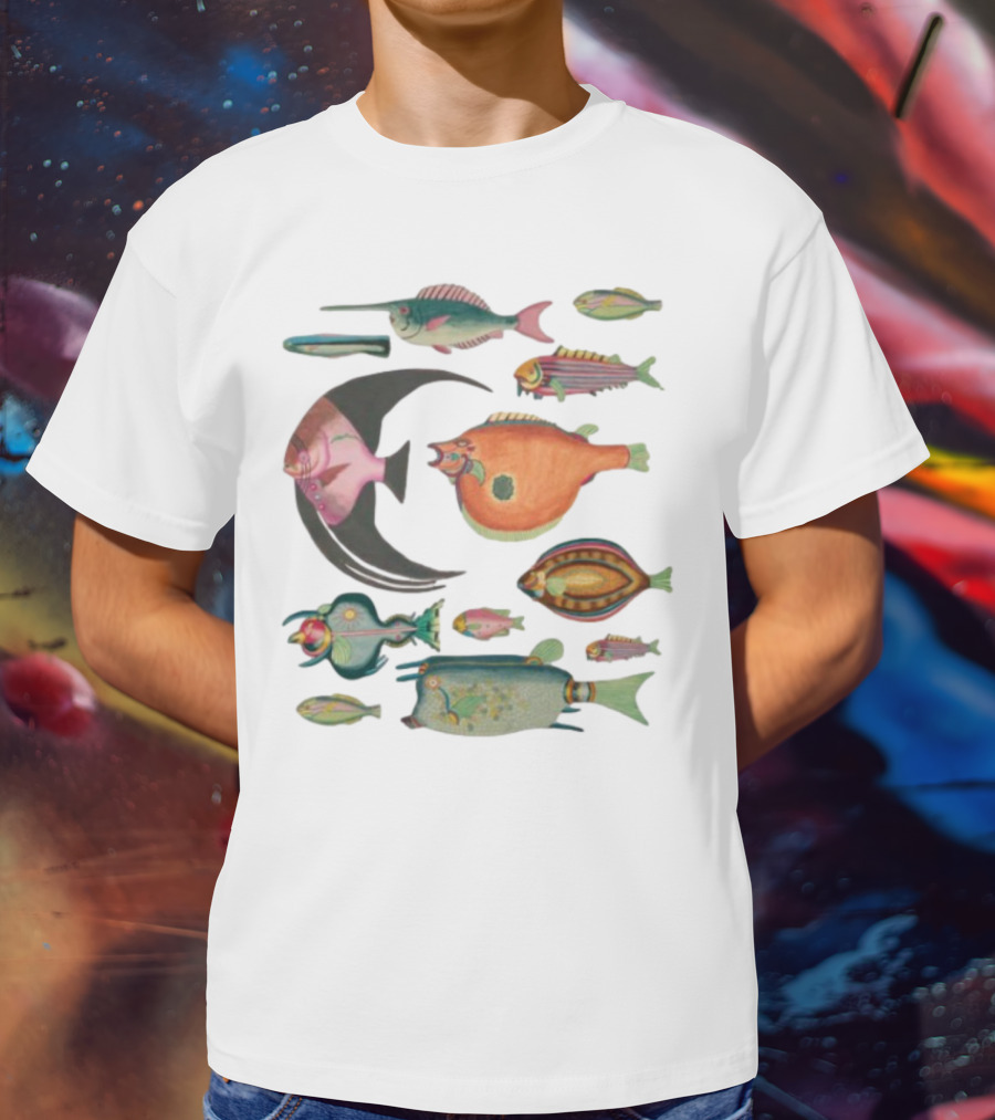 K45ink Fugly Fish Large Colorful Artistic Surreal Ocean Creatures T-Shirt