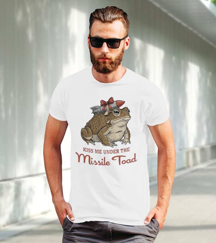 Kiss Me Under The Missile Toad Frog Christmas Holiday Joke T-Shirt