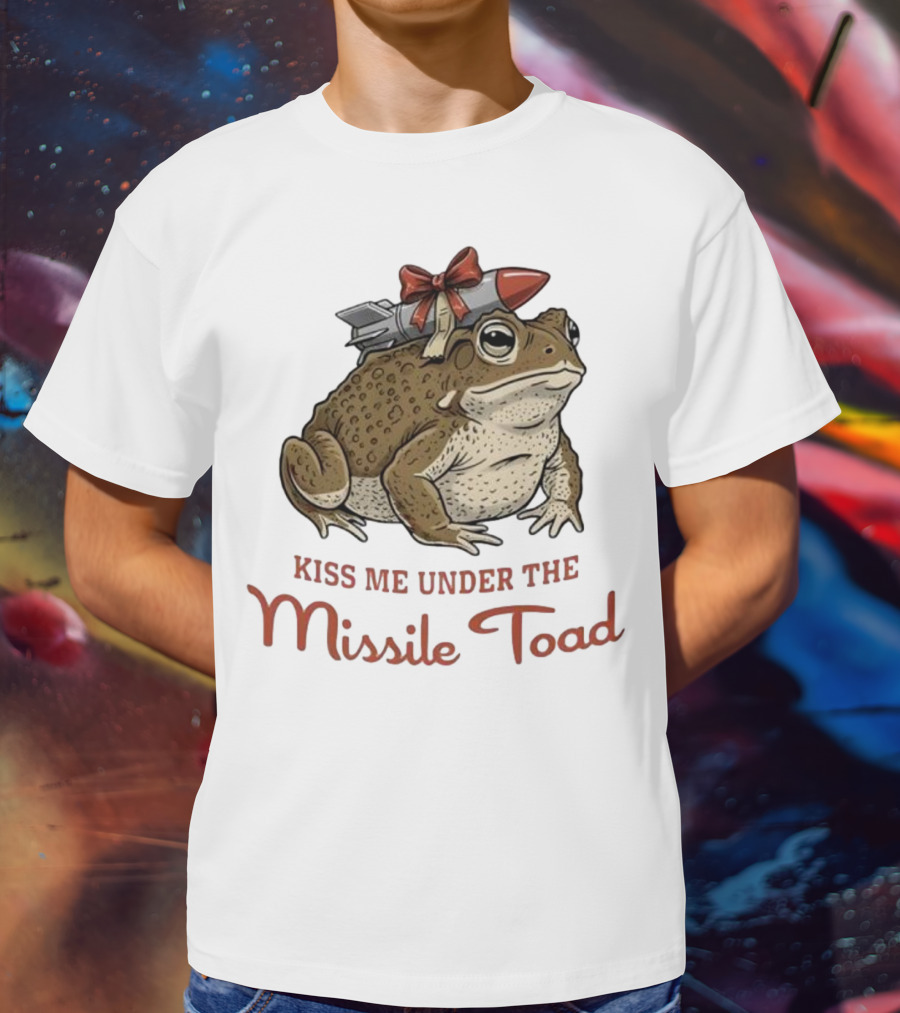 Kiss Me Under The Missile Toad Frog Christmas Holiday Joke T-Shirt