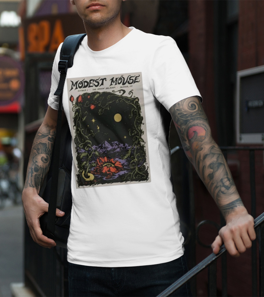 Modest Mouse October 1 The Mission Ballroom Denver CO Moonlit Floral Mountain T-Shirt