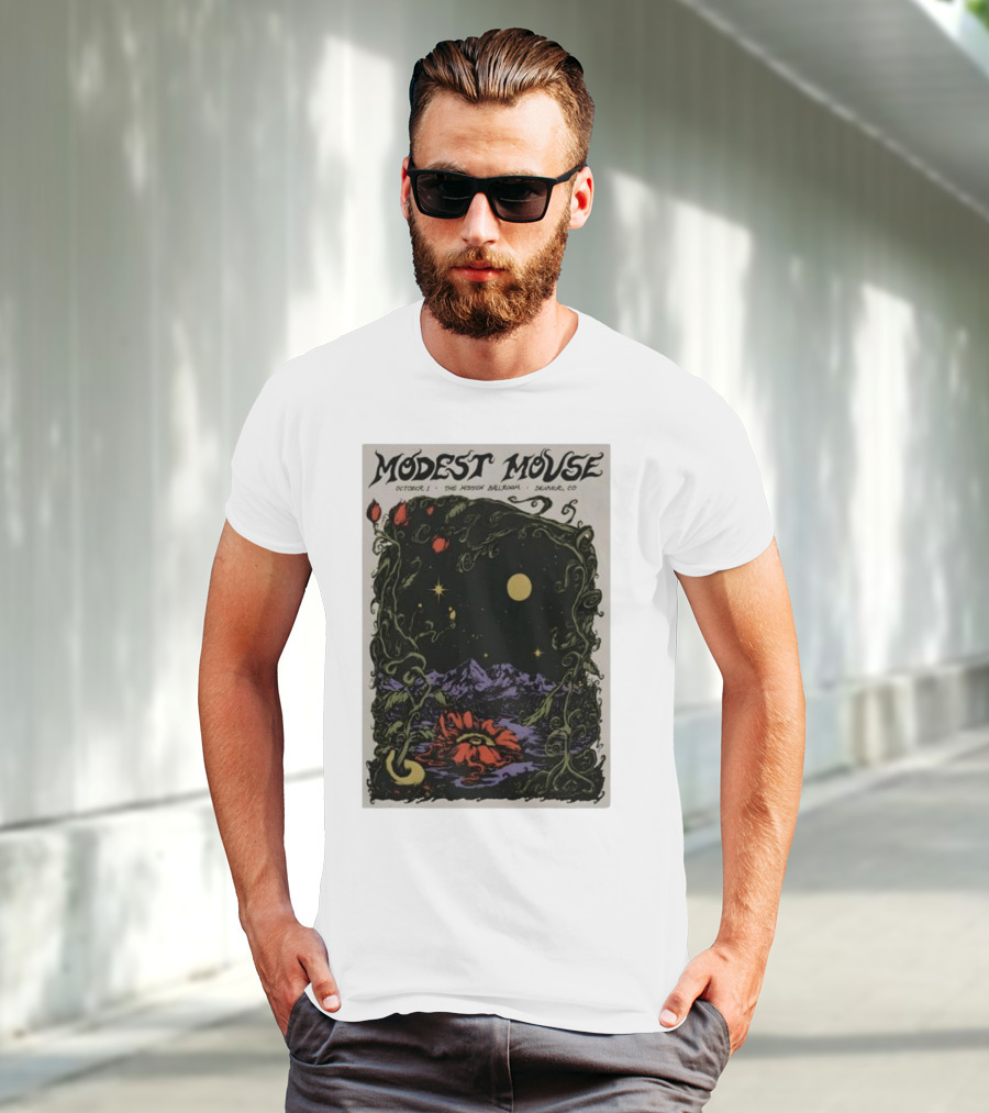 Modest Mouse October 1 The Mission Ballroom Denver CO Moonlit Floral Mountain T-Shirt