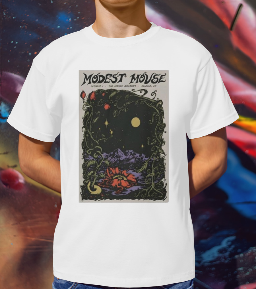 Modest Mouse October 1 The Mission Ballroom Denver CO Moonlit Floral Mountain T-Shirt