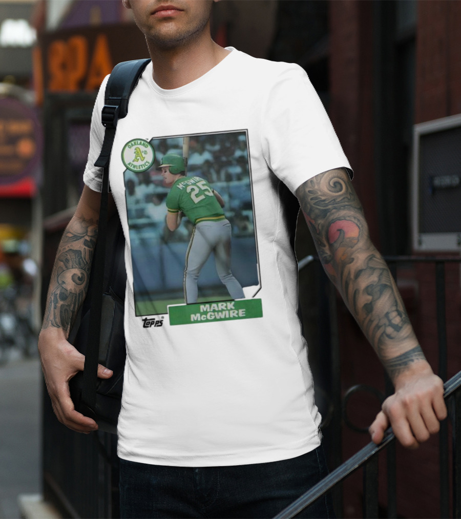 Oakland Athletics Mark McGwire 25 Topps Baseball Player MLB T-Shirt