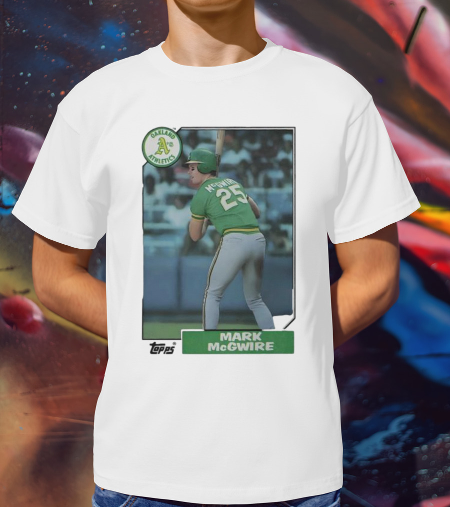 Oakland Athletics Mark McGwire 25 Topps Baseball Player MLB T-Shirt