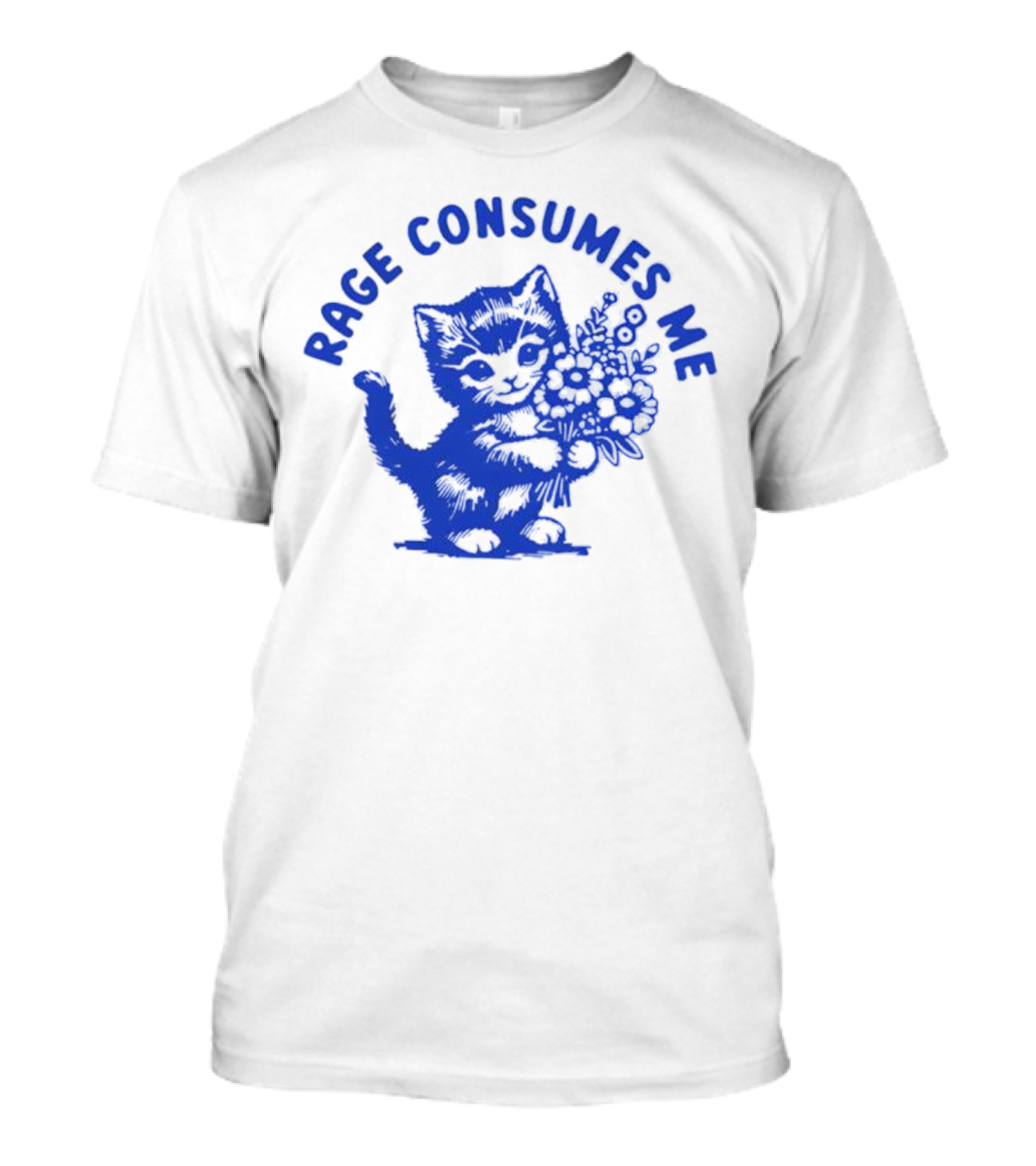 Rage Consumes Me Cat With Flowers T-Shirt
