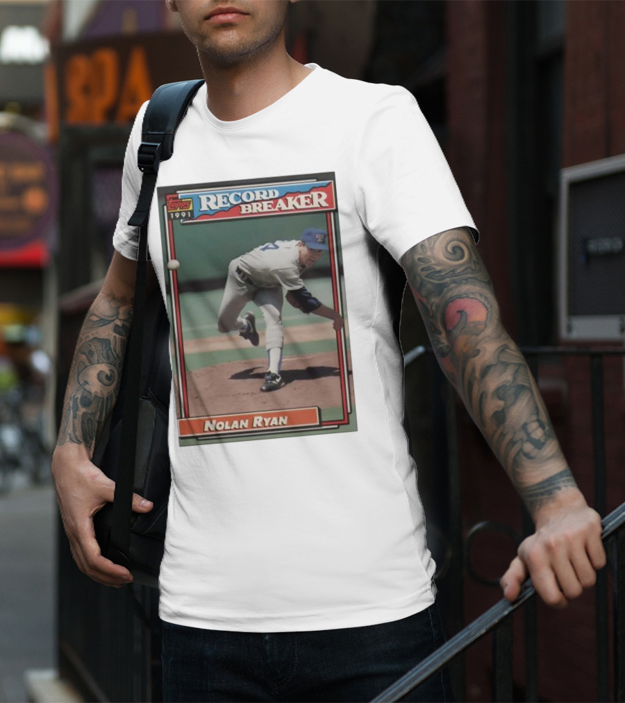Topps 1991 Nolan Ryan Texas Rangers Record Breaker MLB T-Shirt