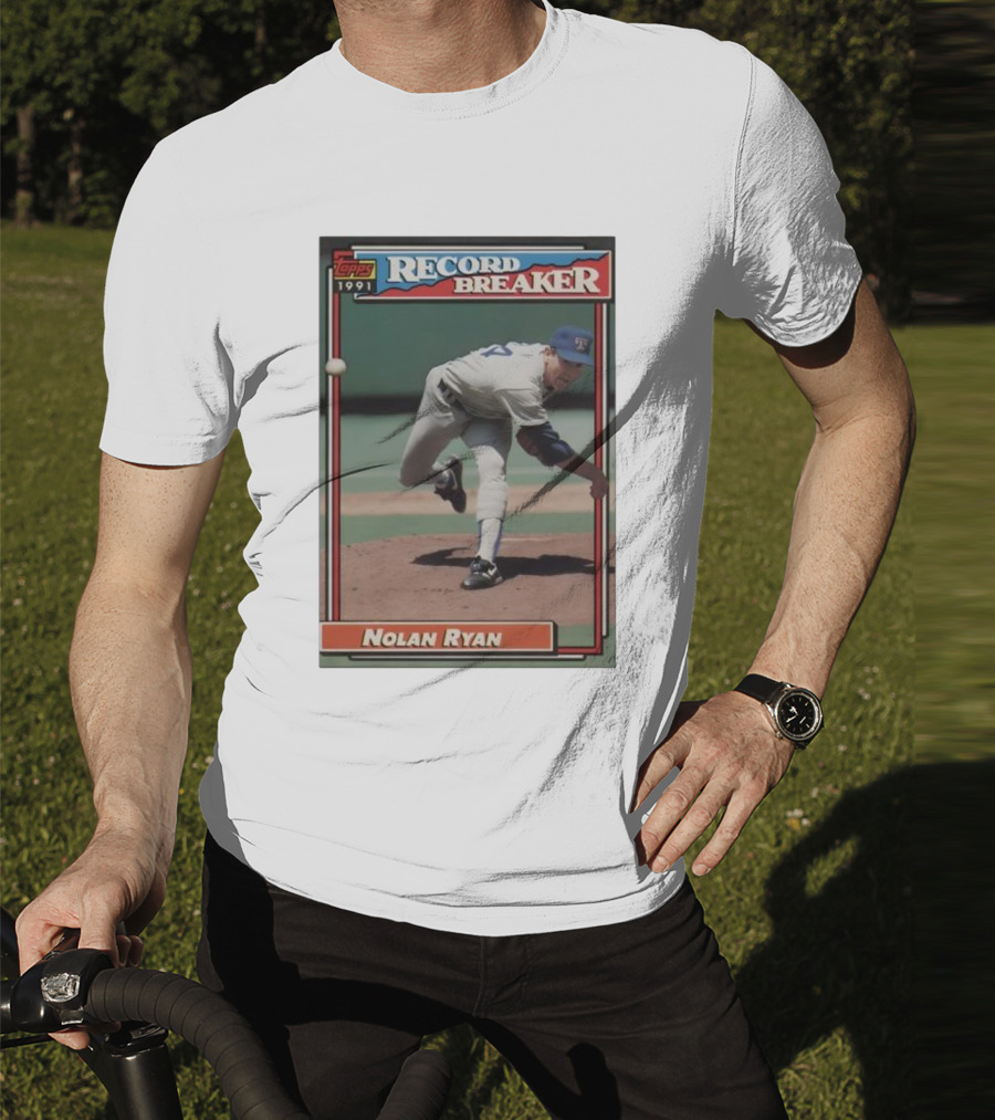 Topps 1991 Nolan Ryan Texas Rangers Record Breaker MLB T-Shirt