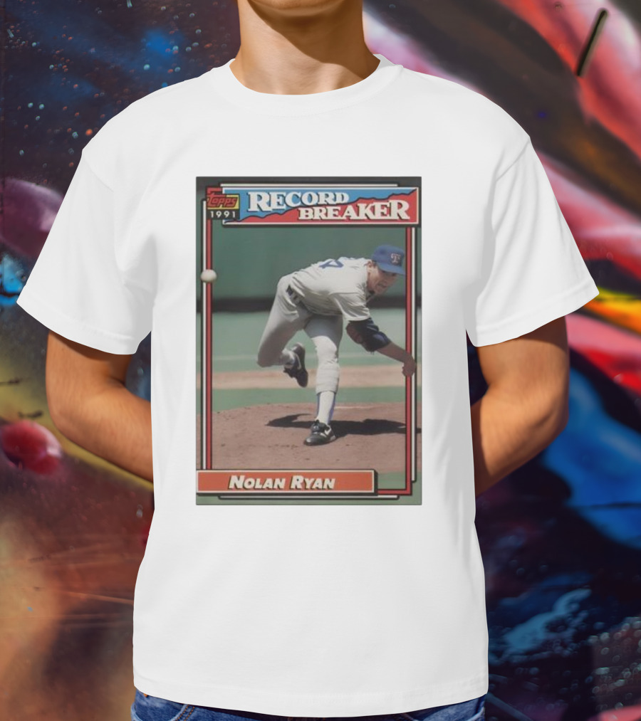 Topps 1991 Nolan Ryan Texas Rangers Record Breaker MLB T-Shirt