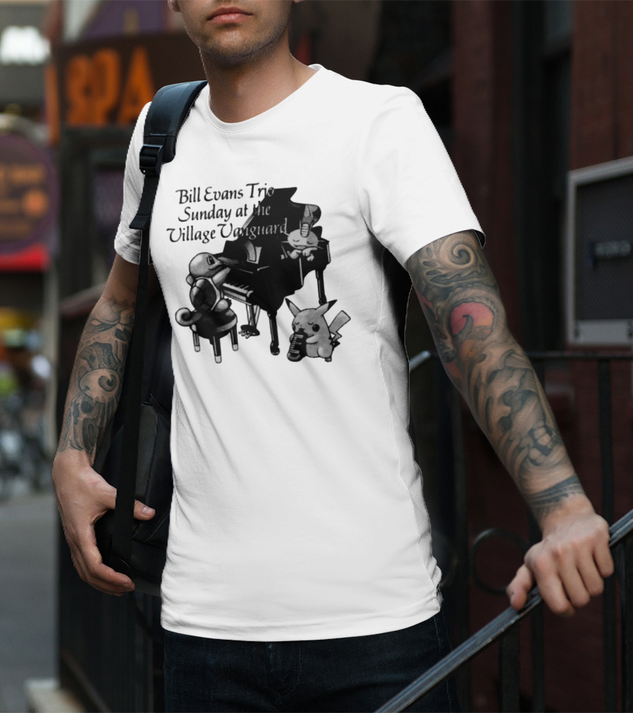 Bill Evans Trio Sunday At The Village Vanguard Pikachu Squirtle Playing Piano T-Shirt