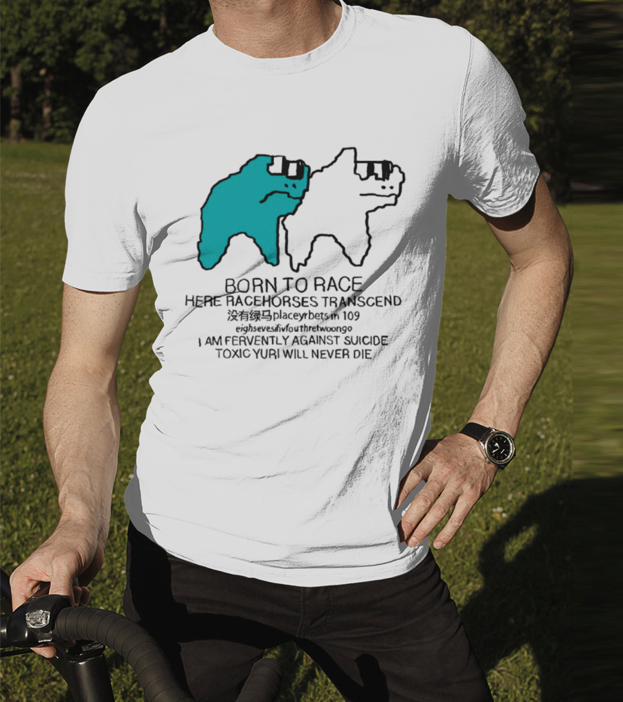 Born To Race Here Racehorses Transcend Dinosaur Sketch Duo T-Shirt