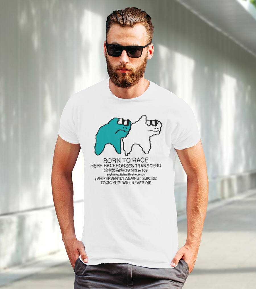 Born To Race Here Racehorses Transcend Dinosaur Sketch Duo T-Shirt