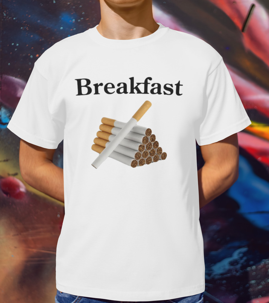 Breakfast Cigarette Stacked Cigarettes Pyramid T-Shirt