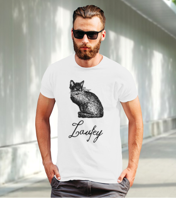 Laufey Black Cat Red Bow Silhouette T-Shirt