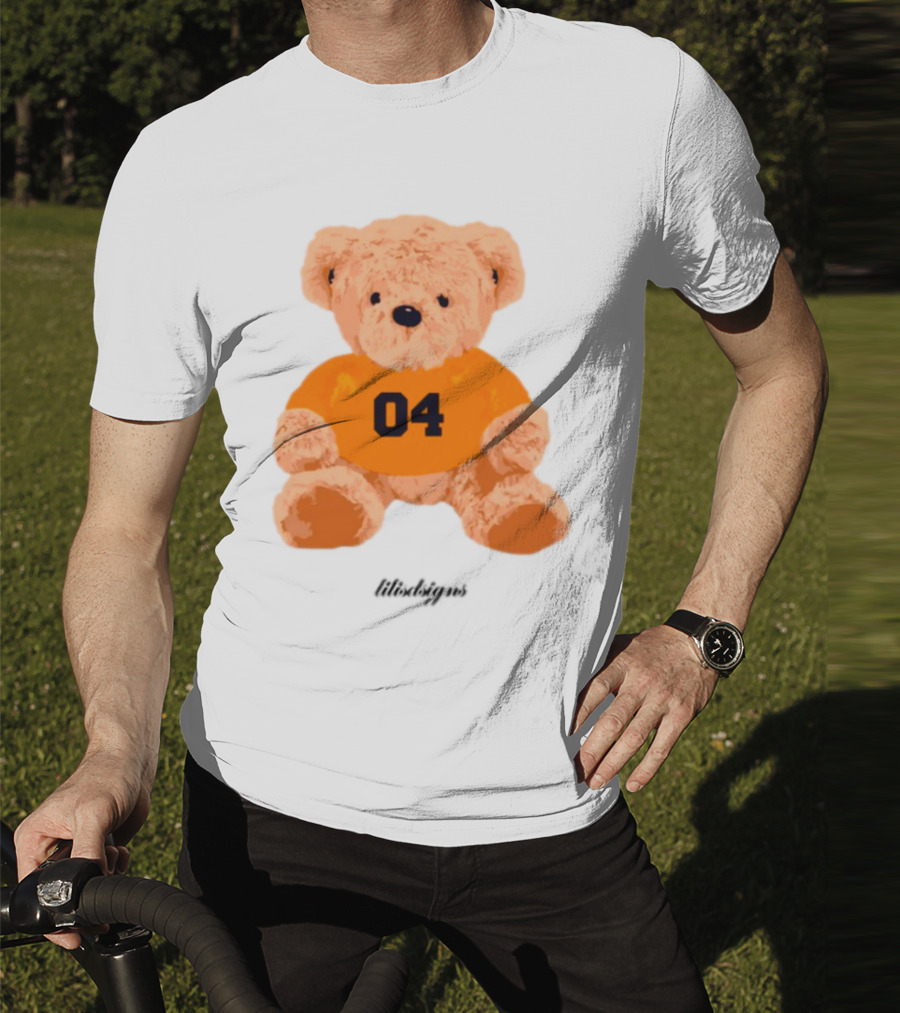 Lilisdsigns 04 Teddy Bear Plush Toy In Orange T-Shirt