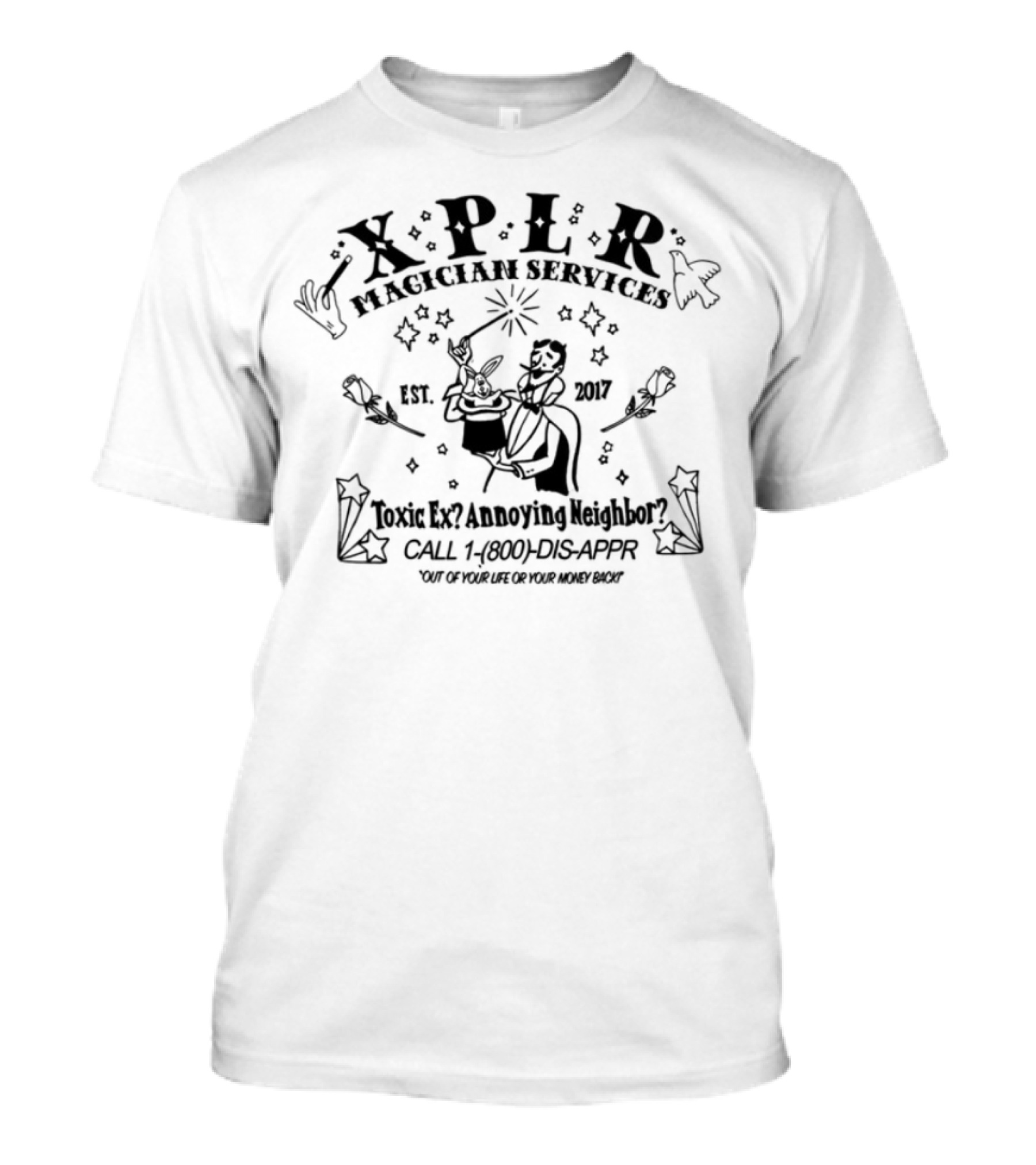 Toxic Ex-Limited Magician Services Est 2007 Rabbit Wand Comedy T-Shirt