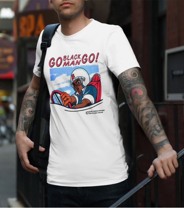 Metro Boomin Go Black Man Go Racer B Helmet Black Angels In Flight Text T-Shirt