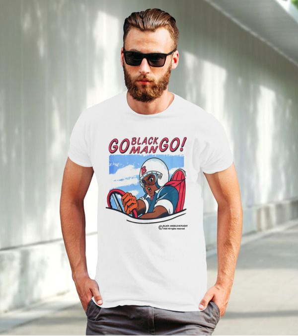 Metro Boomin Go Black Man Go Racer B Helmet Black Angels In Flight Text T-Shirt