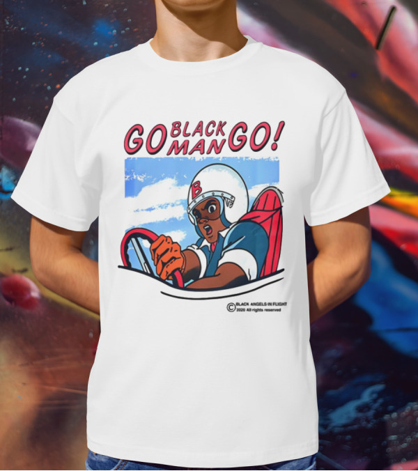 Metro Boomin Go Black Man Go Racer B Helmet Black Angels In Flight Text T-Shirt