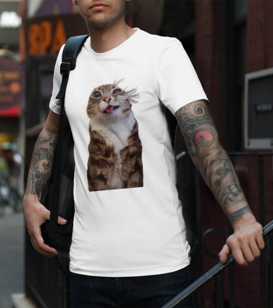 Rigby Cat Funny Feline Expression With Tongue Out T-Shirt