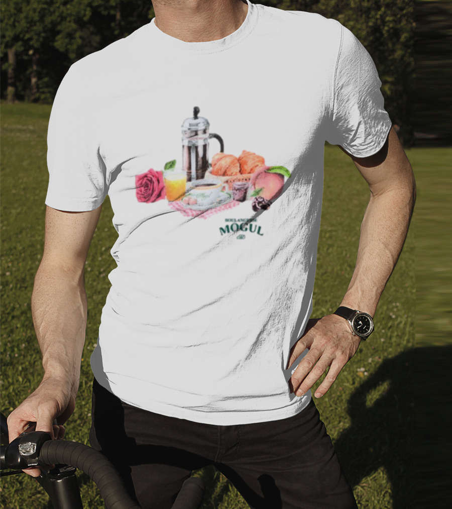 Vintage Breakfast Spread With French Press Coffee And Croissants T-Shirt
