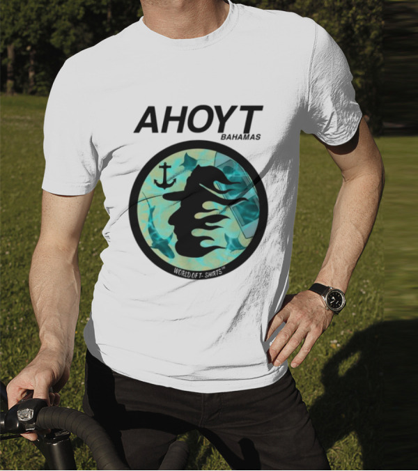 Worldof S Ahoyt Bahamas Anchor Sharks Circle Ocean Theme T-Shirt