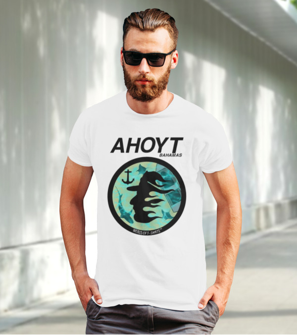 Worldof S Ahoyt Bahamas Anchor Sharks Circle Ocean Theme T-Shirt