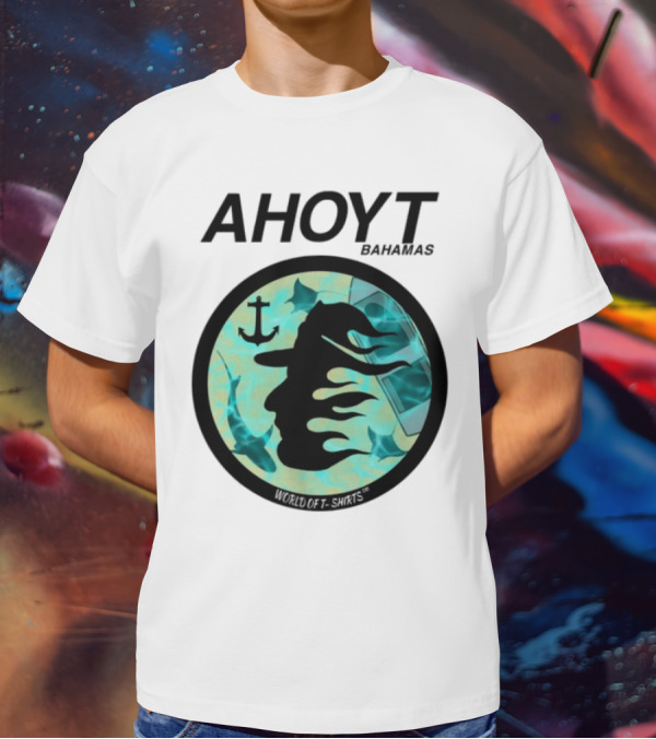Worldof S Ahoyt Bahamas Anchor Sharks Circle Ocean Theme T-Shirt