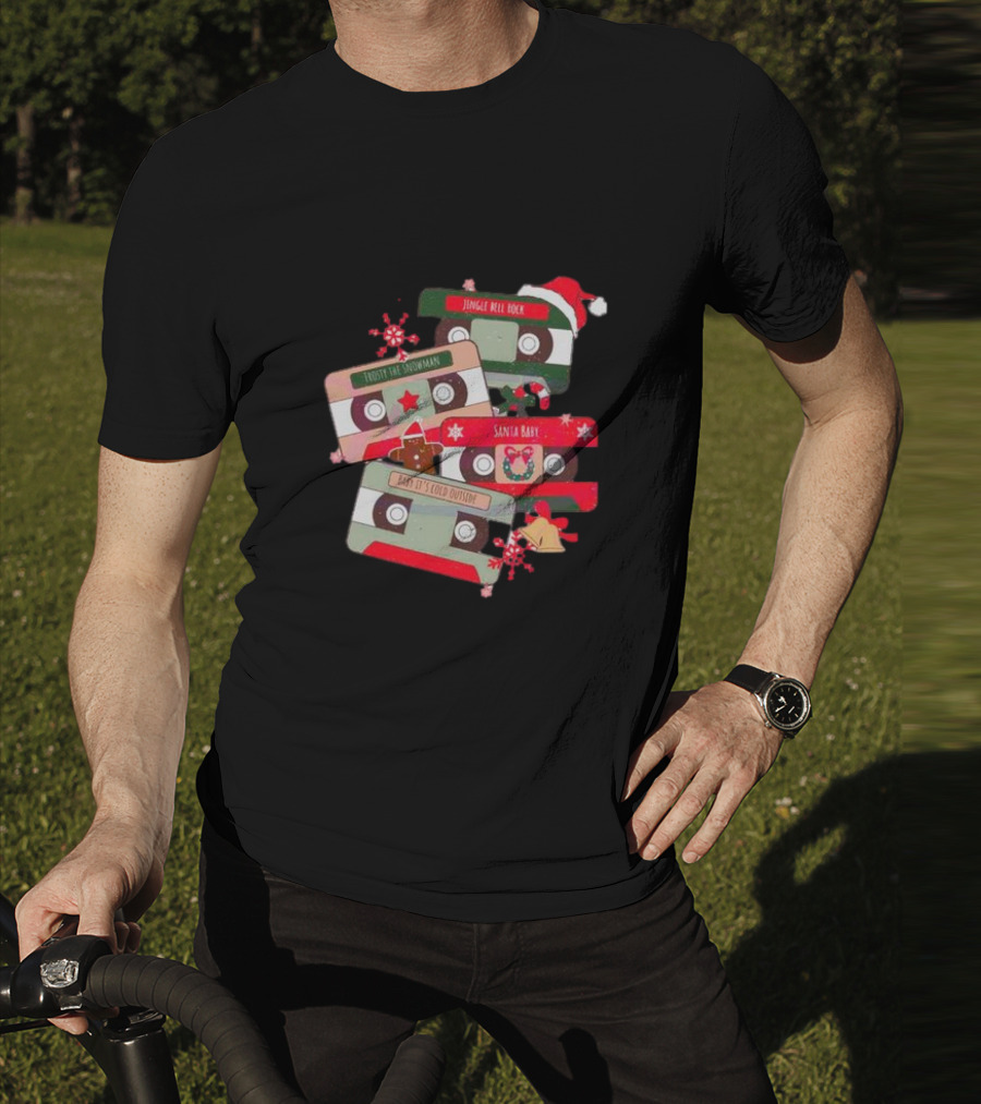 Jingle Bell Rock Santa Baby Frosty The Snowman Vintage Christmas Music Cassettes T-Shirt